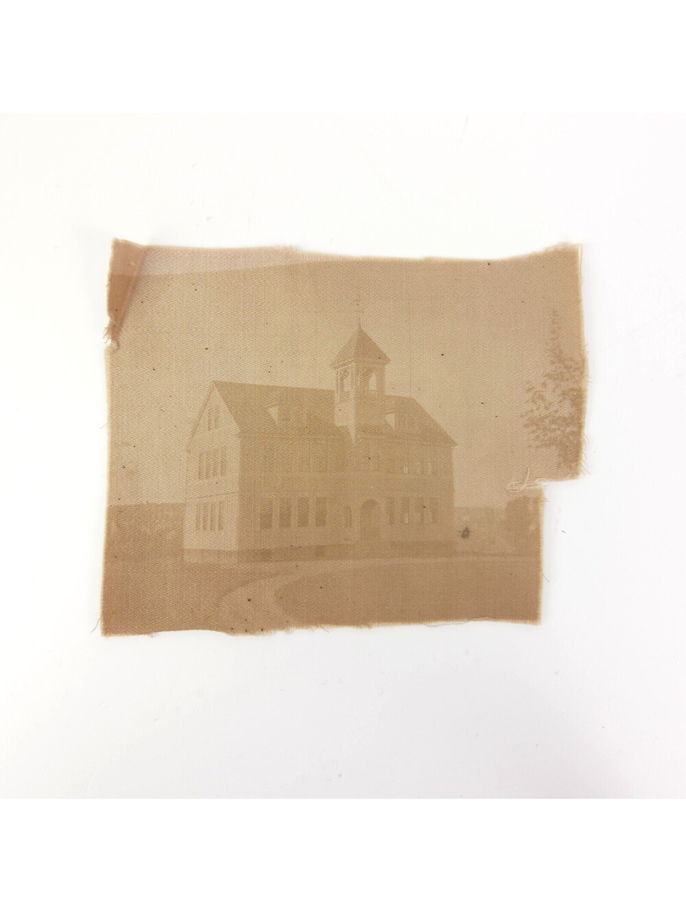 Antique Photograph Caribou Maine ME High School Printed On Fabric Cloth 1890s